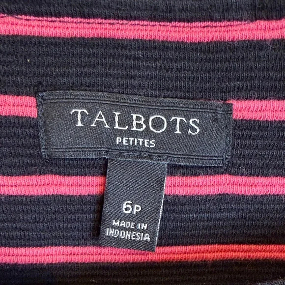 Talbots Black and Pink Striped Women's Dress Size 6 Petites - Picture 4 of 13